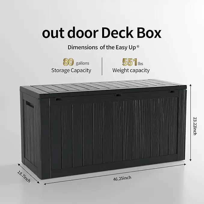 80 Gallon Lockable Resin Deck Box, Waterproof & UV-Resistant Outdoor Storage Box for Outdoor Cushion Storage, Garden Tools & Pool Accessories Storage, Black by GreenHaven Gardens