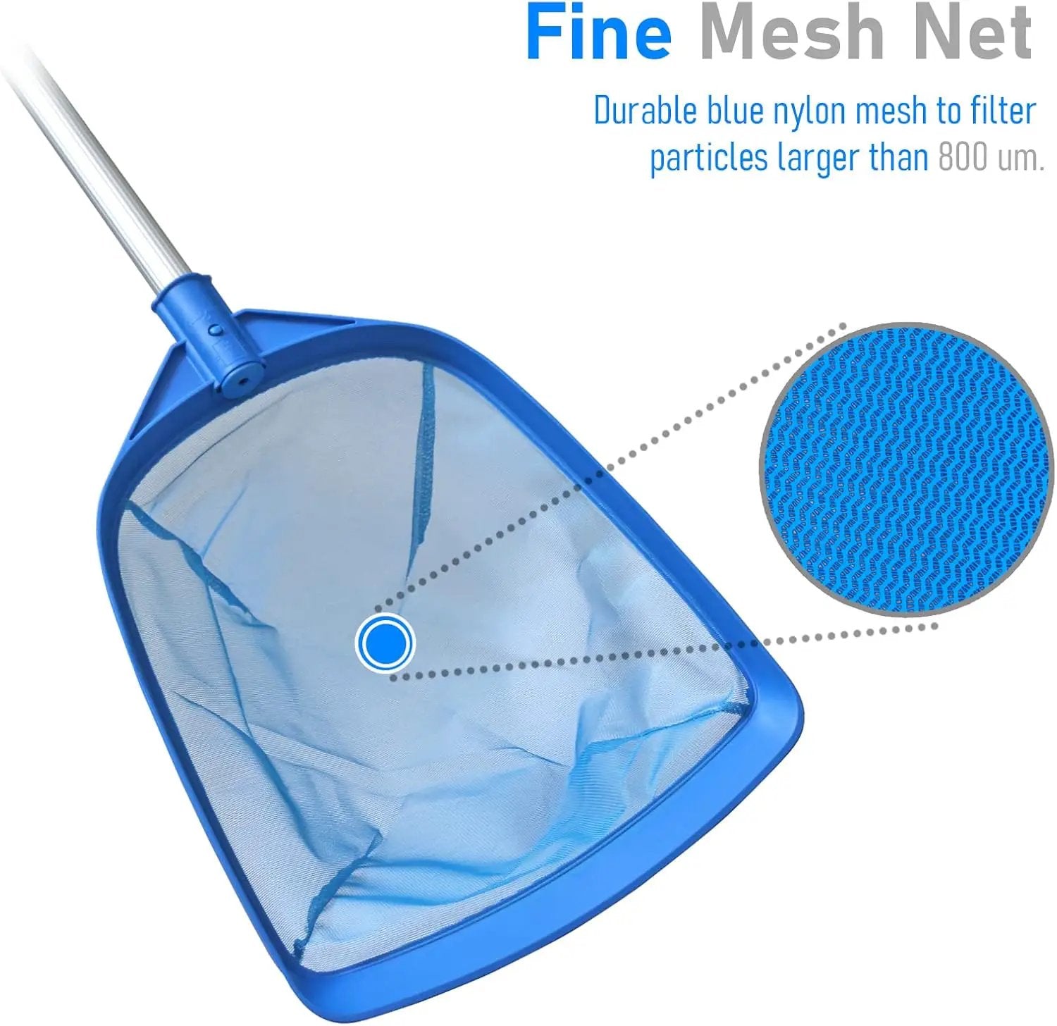 Poolvio Swimming Pool Leaf Skimmer Net, with 5 Sections Telescopic Aluminum Pole & Nylon Medium Fine Mesh Pool Net, Pool Cleaning Tool for Removing Leaves & Debris by GreenHaven Gardens