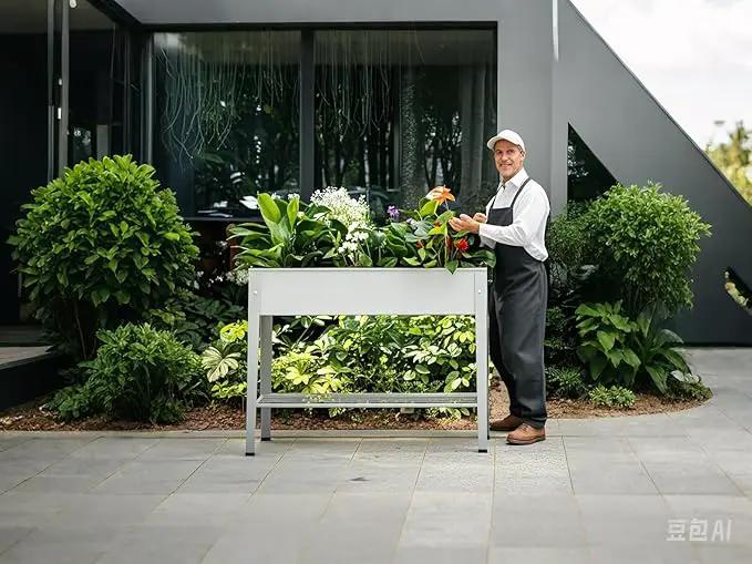 Metal Raised Garden Bed,Raised Planter Box with Legs,Herbs and Vegetables Planter Suitable for Outdoor Patio Deck and Porch (Gray) by GreenHaven Gardens