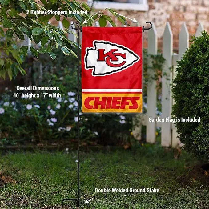 WinCraft Kansas City Chiefs Garden Flag with Stand Holder by GreenHaven Gardens