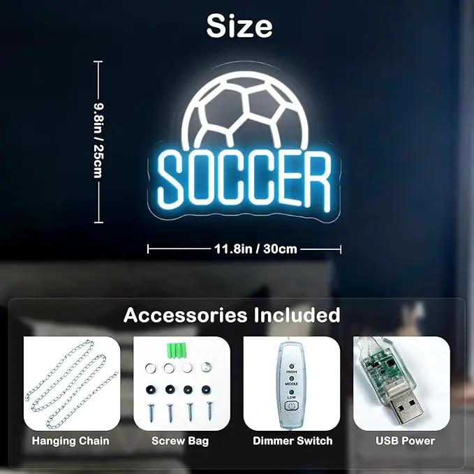 Soccer Neon Sign Dimmable LED Neon Signs for Wall Decor, Football Neon Light Sign for Bedroom Man Cave Gaming Room Party College Club Decor Sports Soccer Players Lover Gifts by GreenHaven Gardens