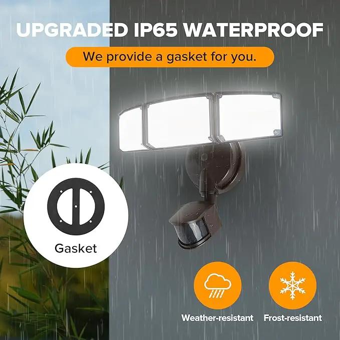 LUTEC 72W 7500LM LED Security Lights Motion Sensor Light Outdoor, 5000K Daylight, IP65 Waterproof, Dusk to Dawn, 3-Head Motion Detected Flood Light for Garage, Yard, Porch(Brown) by GreenHaven Gardens