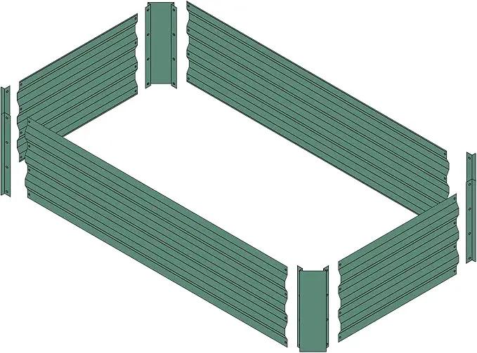 4x2x1ft Metal Raised Garden Bed Kit，Galvanized Garden Bed Box for Vegetables, Flowers, Herbs, and Succulents,60 Gallon Capacity - Green by GreenHaven Gardens