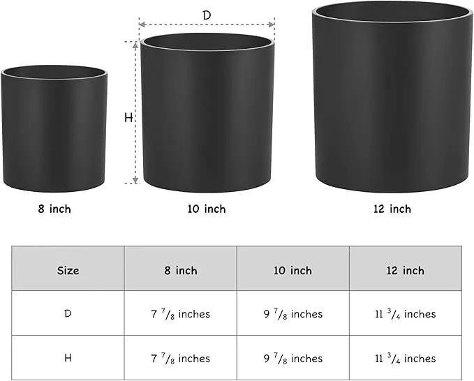 FaithLand Plant Pot 12 inch - Perfectly Fits Mid-Century Modern Plant Stand - Drainage Plug and Drainage Mesh Screen - Matte Black by GreenHaven Gardens