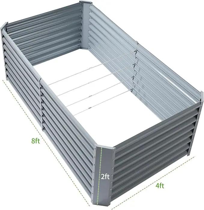 Land Guard 8×4×2ft Galvanized Raised Garden Bed, Planter Boxes Outdoor, Raised Garden Beds Outdoor for Vegetables, Flowers, Herbs, 479 Gallons, Modern Gray… B0CWTYXT24 by GreenHaven Gardens