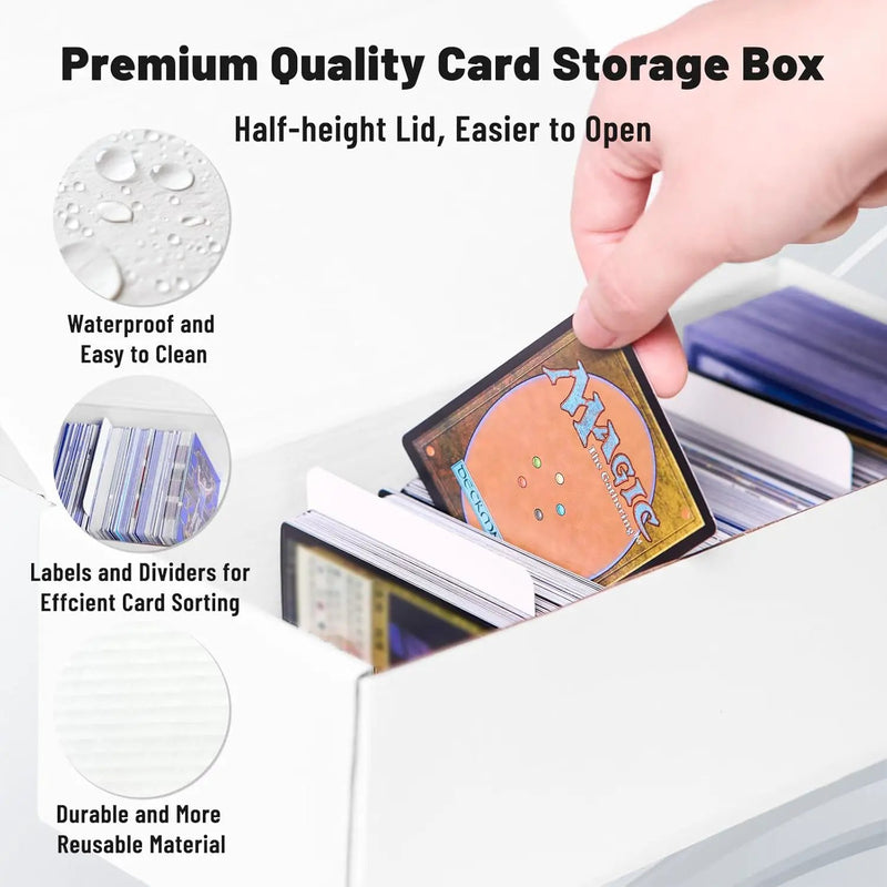 NUMINA 7 Pack 600 Card Storage Box Organizer for Trading Card Collection, Heavy Duty Sports Cardboard Box, Trading Gaming Cards Storage Box with Adjustable Dividers by GreenHaven Gardens