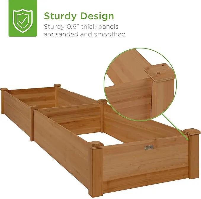 Best Choice Products 8x2ft Outdoor Wooden Raised Garden Bed Planter for Vegetables, Grass, Lawn, Yard - Acorn Brown by GreenHaven Gardens