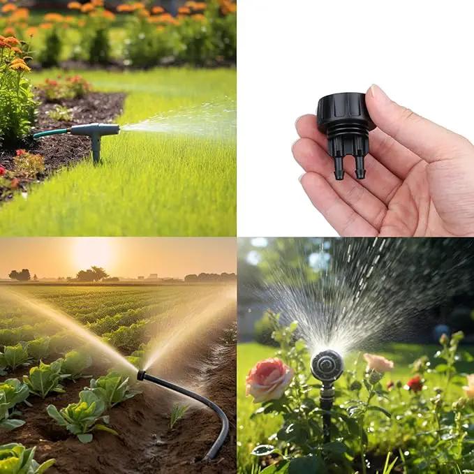 8pcs Garden Hose Adapters, 3/4'' Faucet Convert to 1/4'' Drip Irrigation Tubing, Drip Irrigation Hose Connectors for Outdoor Watering, Fittings with 8pcs Rubber Washers (2 Barbs) by GreenHaven Gardens