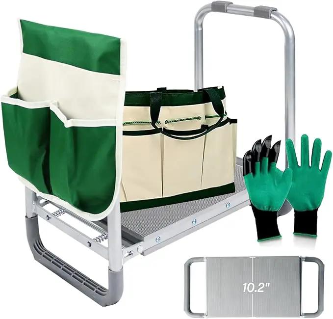 PLKO Multifunctional Garden Kneeler and seat Heavy Duty,Foldable Garden Bench for Kneeling and Sitting with Soft EVA Kneeling Pad and Large Tool Bag for Gardening Lovers by GreenHaven Gardens