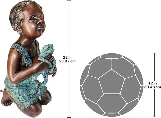 Design Toscano Friend Boy with Frog Garden Statue, Cast Bronze by GreenHaven Gardens
