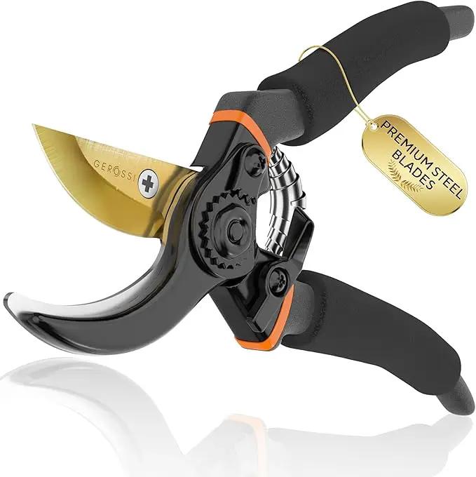 Premium Bypass Pruning Shears for your Garden - Heavy-Duty, Ultra Sharp Pruners w/Soft Cushion Grip Handle Made with Japanese Grade High Carbon Steel - Perfectly Cutting Through Anything in Your Yard by GreenHaven Gardens