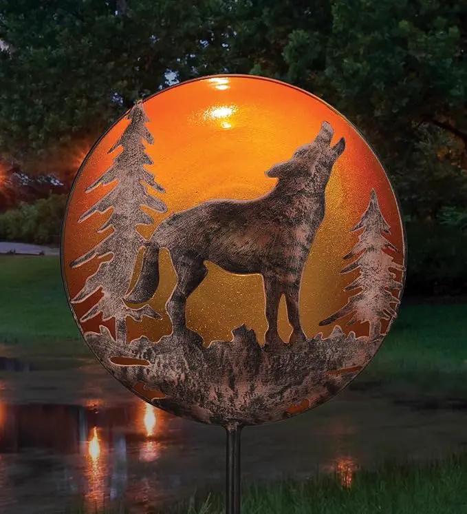 Regal Art & Gift Solar Stake Lights, Outdoor LED Powered Garden Stakes, Decorative Lawn Pathway Lights for Yard, Patio, and Garden – Waterproof Stake Light, Wolf by GreenHaven Gardens