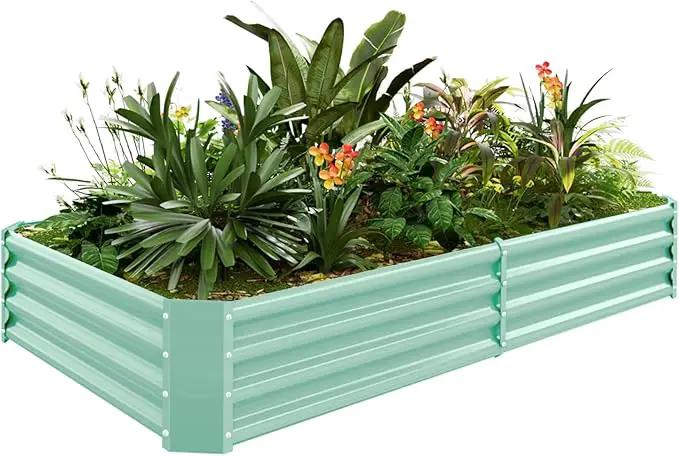 Land Guard 6×3×1ft Galvanized Metal Raised Garden Bed, Metal Planter Kit Box Outdoor for Deep-Rooted Vegetables, Flowers, Green and Herbs (Lime Green)… by GreenHaven Gardens