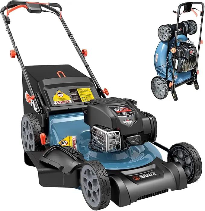 SENIX LSSG-H2 22-Inch Self Propelled Gas Lawn Mower with 163 cc 4-Cycle Engine, 3-in-1 Rear Wheel Drive Variable Speed Lawnmower, 6-Position Height Adjustment by GreenHaven Gardens