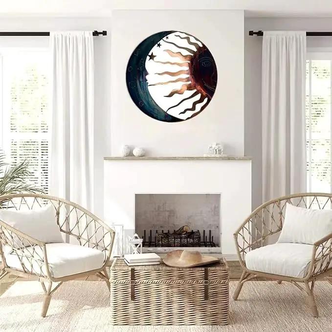 Jannity Metal Sun Wall Decor,11.02 Inches Large Metal Wall Art with Sun Moon Stars Retro Moon Sun Wall Decoration Hanging for Indoor Outdoor Patio Yard Home Garden by GreenHaven Gardens