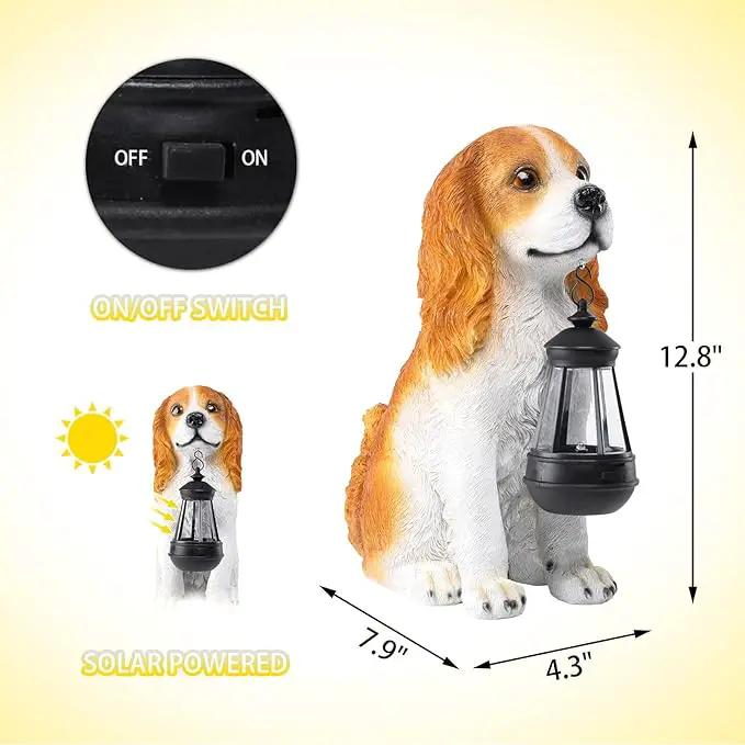 Afirst Dog Garden Statue - Outdoor Decor with Solar Lantern Lovely American Cocker Spaniel Figurine Patio Lawn Yard Art Ornaments Housewarming Gift by GreenHaven Gardens