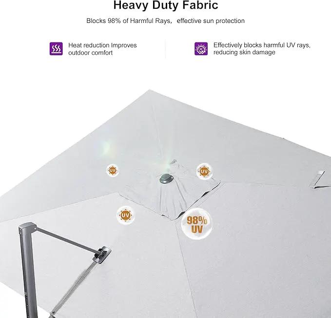 PURPLE LEAF 9' X 12' Left-right Tilting Outdoor Patio Umbrella Swivel Offset Cantilever Heavy Duty Rectangle Aluminum Umbrella with UV Resistant for Deck Pool Patio Backyard, Pebble Grey by GreenHaven Gardens