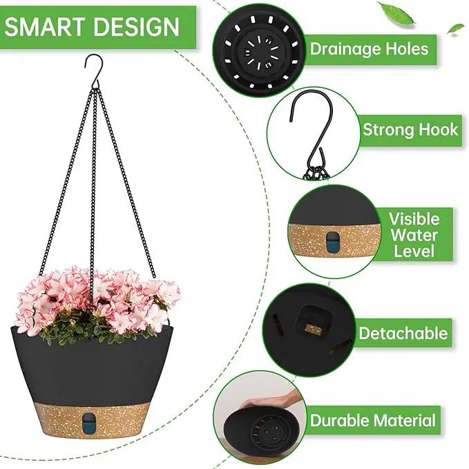 ZMTECH Hanging Planters for Indoor Plants Set of 2 Self Watering Hanging Pots Hanging Baskets Hanging Flower Pots for Outdoor Hanging Plants(8 Inch, Gray) by GreenHaven Gardens
