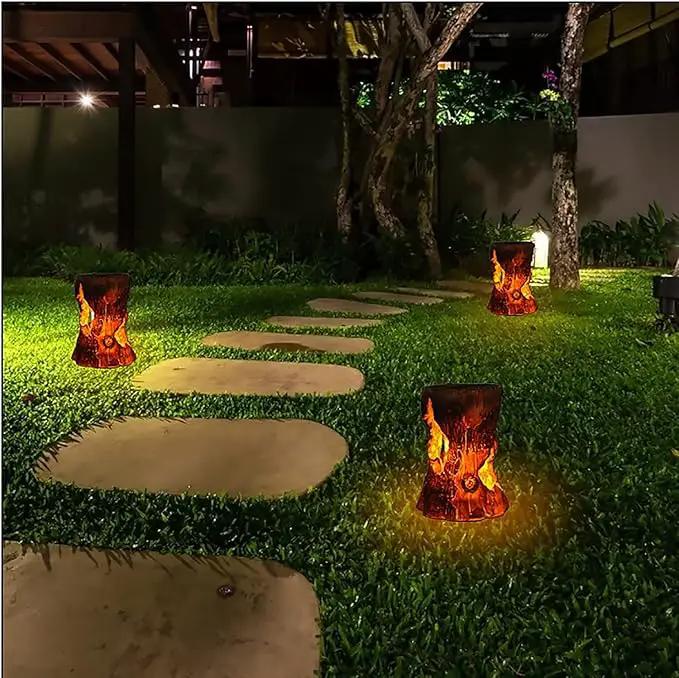 pearlstar Solar Lanterns Outdoor Tree Stump Fire Flame Light Halloween Decorative Solar Powered Lantern Waterproof Decor for Patio Garden Yard Pathway Lawn Deck,2PACK by GreenHaven Gardens