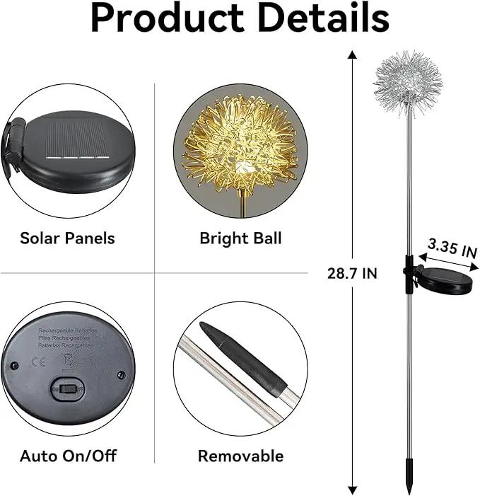 2 Pack Sunflower Garden Lights + 2 Pack Aluminum Ball Garden Lights by GreenHaven Gardens