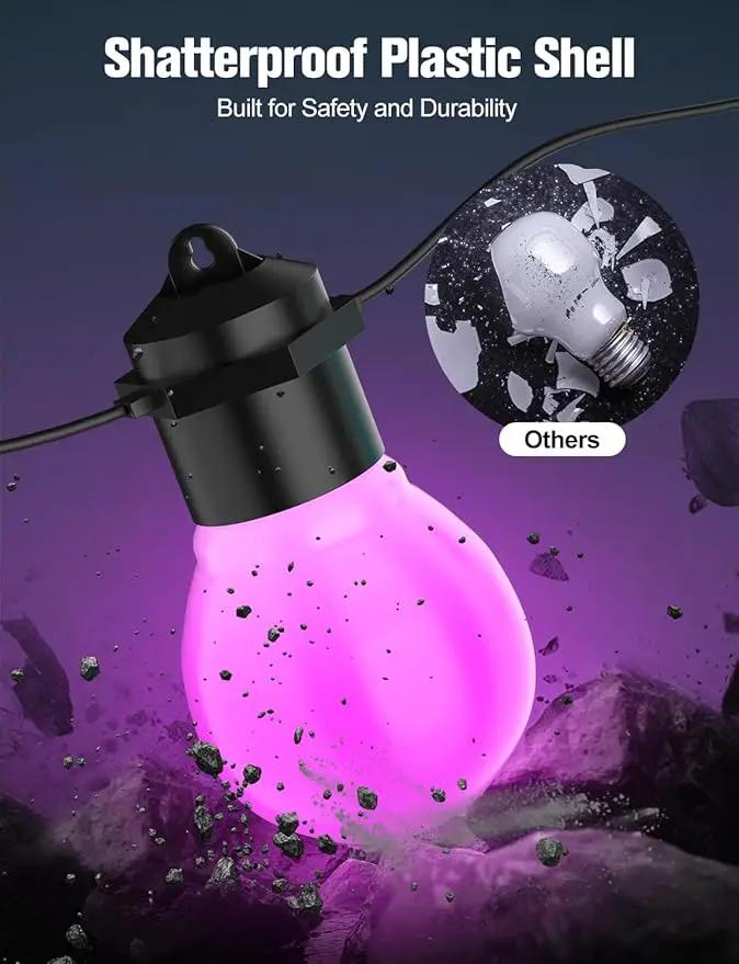 Smart Outdoor String Lights 20FT 20PCS G50 Led Bulb Outdoor APP& Remote Control Dimmable Music synic Timer speedness for Vacation Daily Camping Garden Yard Party Wedding Home Decoration by GreenHaven Gardens
