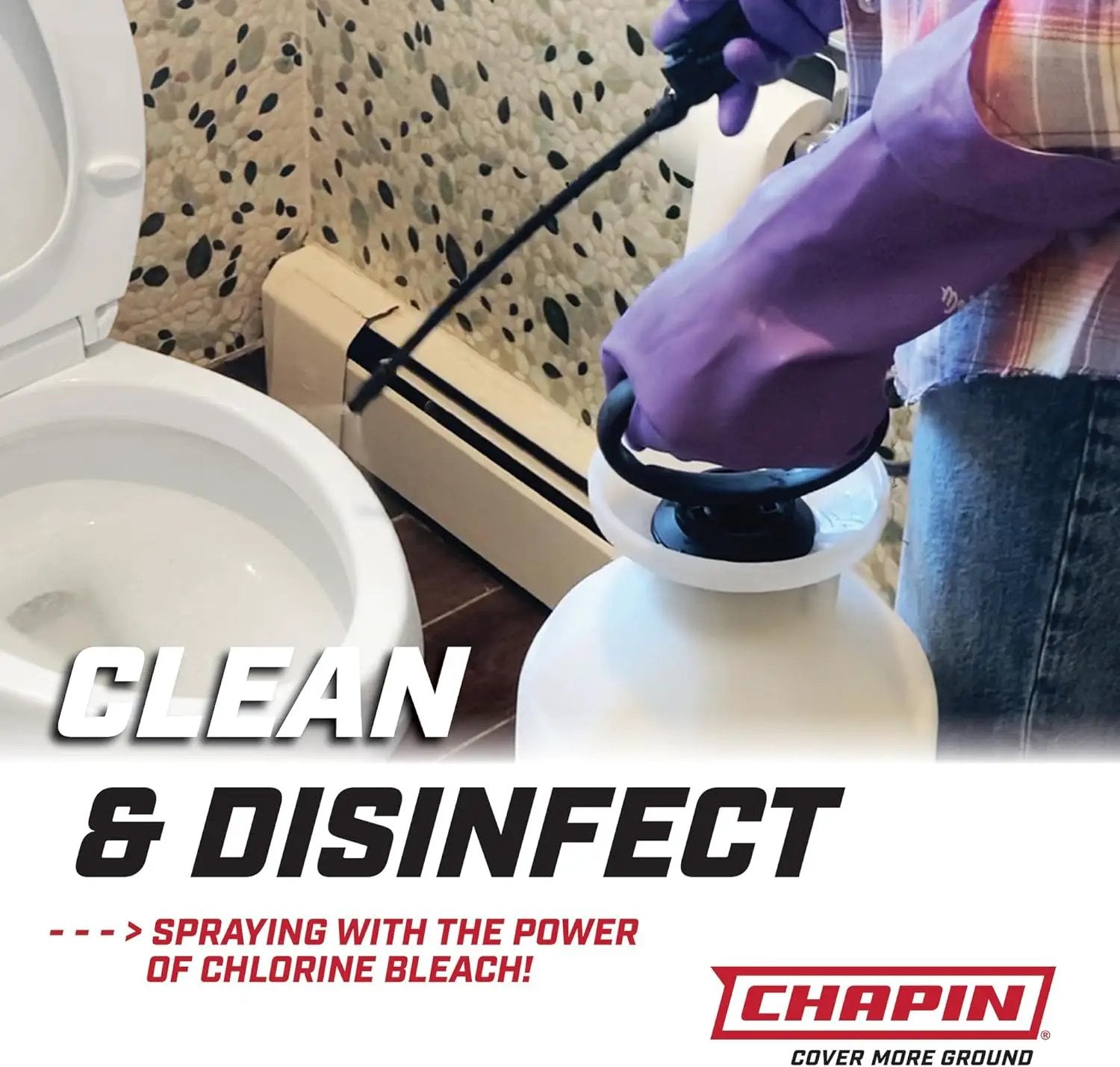 Chapin 20074: Made in The USA Disinfectant Bleach Sprayer, 1-Gallon, Adjustable Cone Nozzle, Compatible with Bleach Solutions and Fungicides, Bonus Spray Shield, Translucent White by GreenHaven Gardens