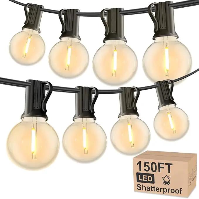 RTTY Outdoor String Lights 150 FT Globe LED Patio Lights with G40 Plastic Bulbs,Waterproof Shatterproof Dimmable Connectable Hanging for Backyard Porch Balcony Party Cafe Deck Decor by GreenHaven Gardens