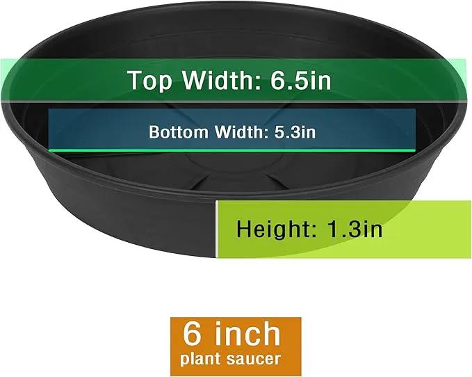 4 Packs 6 Inches Plant Saucer Drip Trays, Round Plastic Plant Pot Saucers Flower Pot Tray for Indoor Outdoor by GreenHaven Gardens