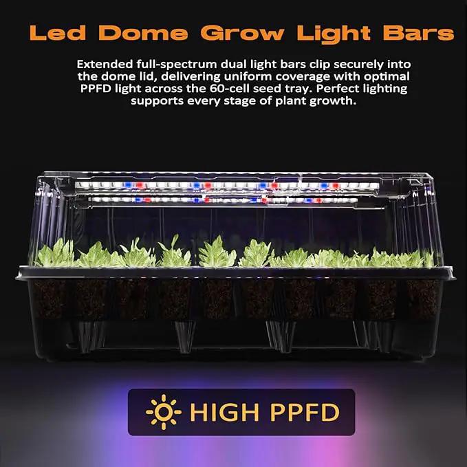 120-Cell Self-Watering Seed Starter Tray with Grow Light, Seed Starter Kit with 4.07” Humidity Dome, Indoor Seedling Starter Tray, Seed Starting Tray for Plant Germination, Seeds Growing by GreenHaven Gardens