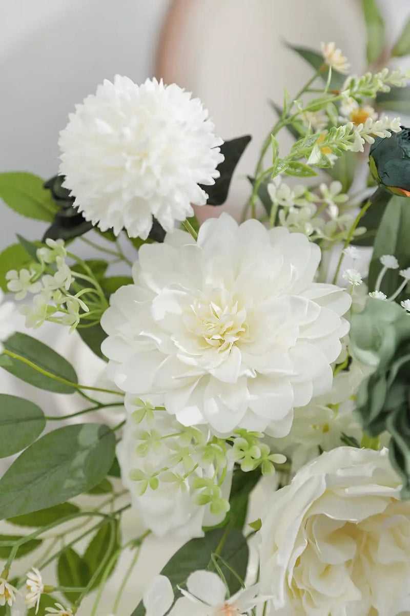 Forest Green Artificial Flowers Silk Fake Roses Peonies Greenery Combo Box Set for DIY Wedding Bouquets Bridal Shower Centerpieces Floral Arrangements Party Tables Home Decoration by GreenHaven Gardens