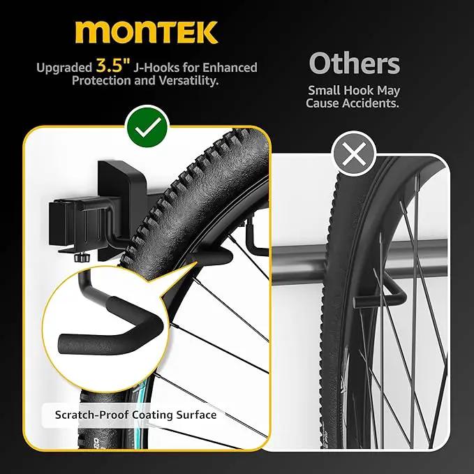 monTEK Enhanced Bike Storage Rack, Adjustable 4-Bike and 2-Helmet Hangers for Indoor Bike Storage, Customizable for Various Bike Sizes, Heavy-Duty Steel Bike Wall Mount, Max Load 265lbs, 48-in by GreenHaven Gardens