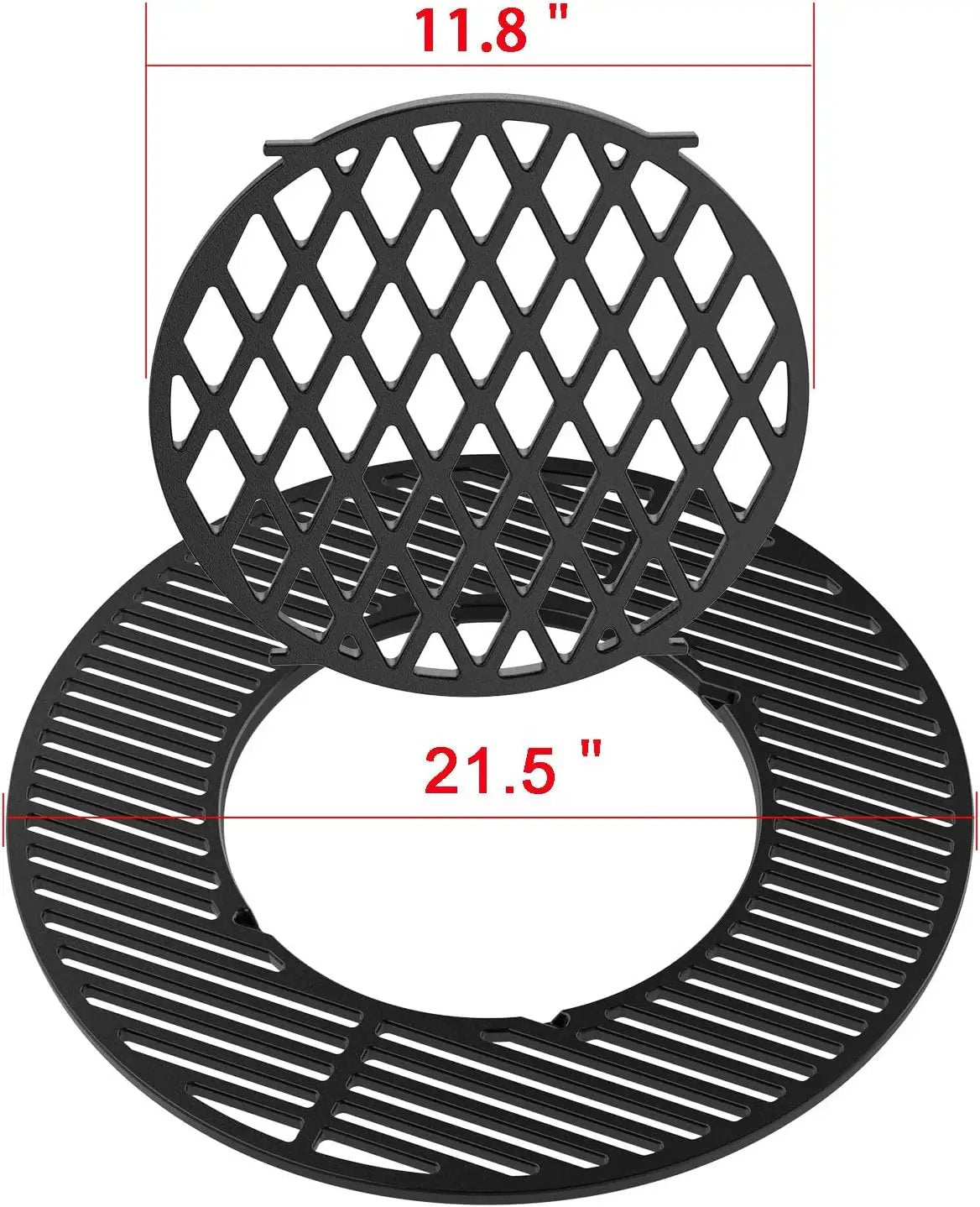 onlyfire Cast Iron Grill Grate Replacement Gourmet BBQ System for Weber 22inch Kettle Charcoal Grills by GreenHaven Gardens