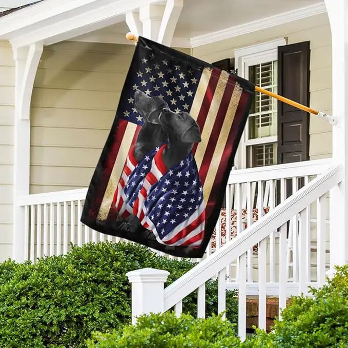 FLAGWIX Patriot American Dog Flag - Labrador Retriever Dogs Double Sided Flag - 4th of July Decorations for Home, Outside, Patriotic House Flag 30x40 Heavy Duty Canvas, Decorative Indoor Outdoor Flag by GreenHaven Gardens