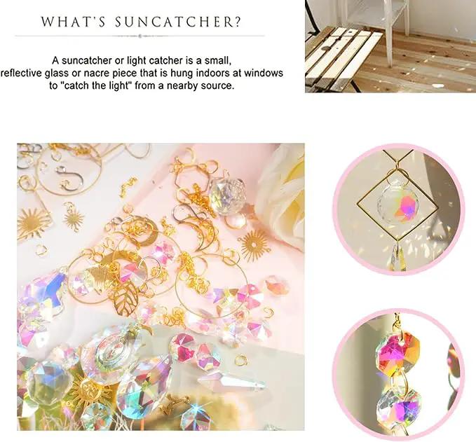 ilclviz DIY Suncatcher Making Kits for Adults 200PCS DIY Crystal Suncatcher Kit Sun Catchers Prism Supplies, DIY Gifts for Mom(Gold) by GreenHaven Gardens