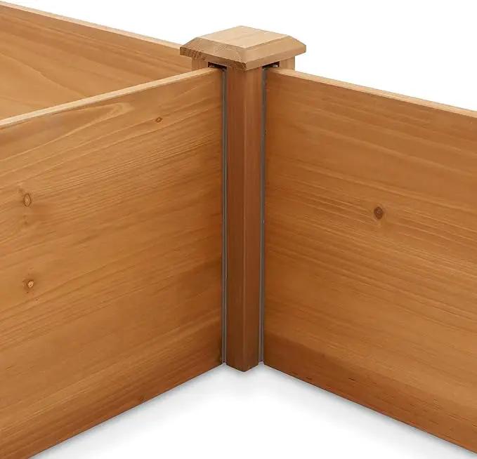 Casafield Outdoor Raised Garden Bed - Wooden Planter Box for Vegetables, Grass, Lawn, and Yard - 96 x 28 x 10, Natural by GreenHaven Gardens