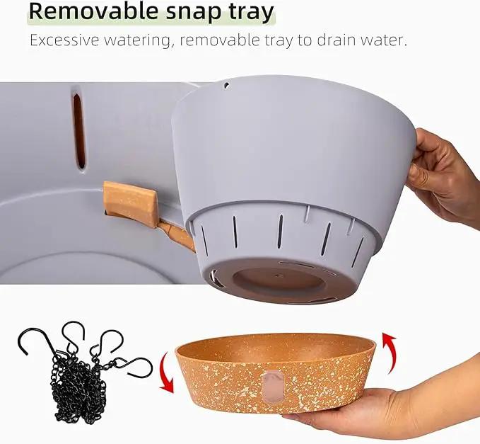 QCQHDU 2 Pack Hanging Planters for Indoor Outdoor Plants, 10 Inch Hanging Baskets Flower Pots with Reservoir Tray & Visible Water-Level by GreenHaven Gardens