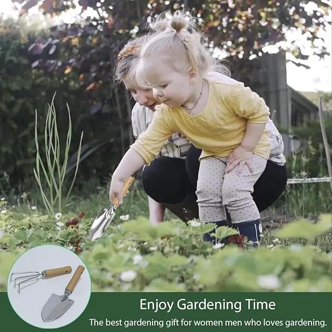 Garden Tool Set, 2 Pieces Stainless Steel Heavy Duty Garden Tools, Gardening Kit with Wooden Handle Garden Hand Tools, Durable Garden Tools for Gardening, Gardening Gifts for Women Men by GreenHaven Gardens