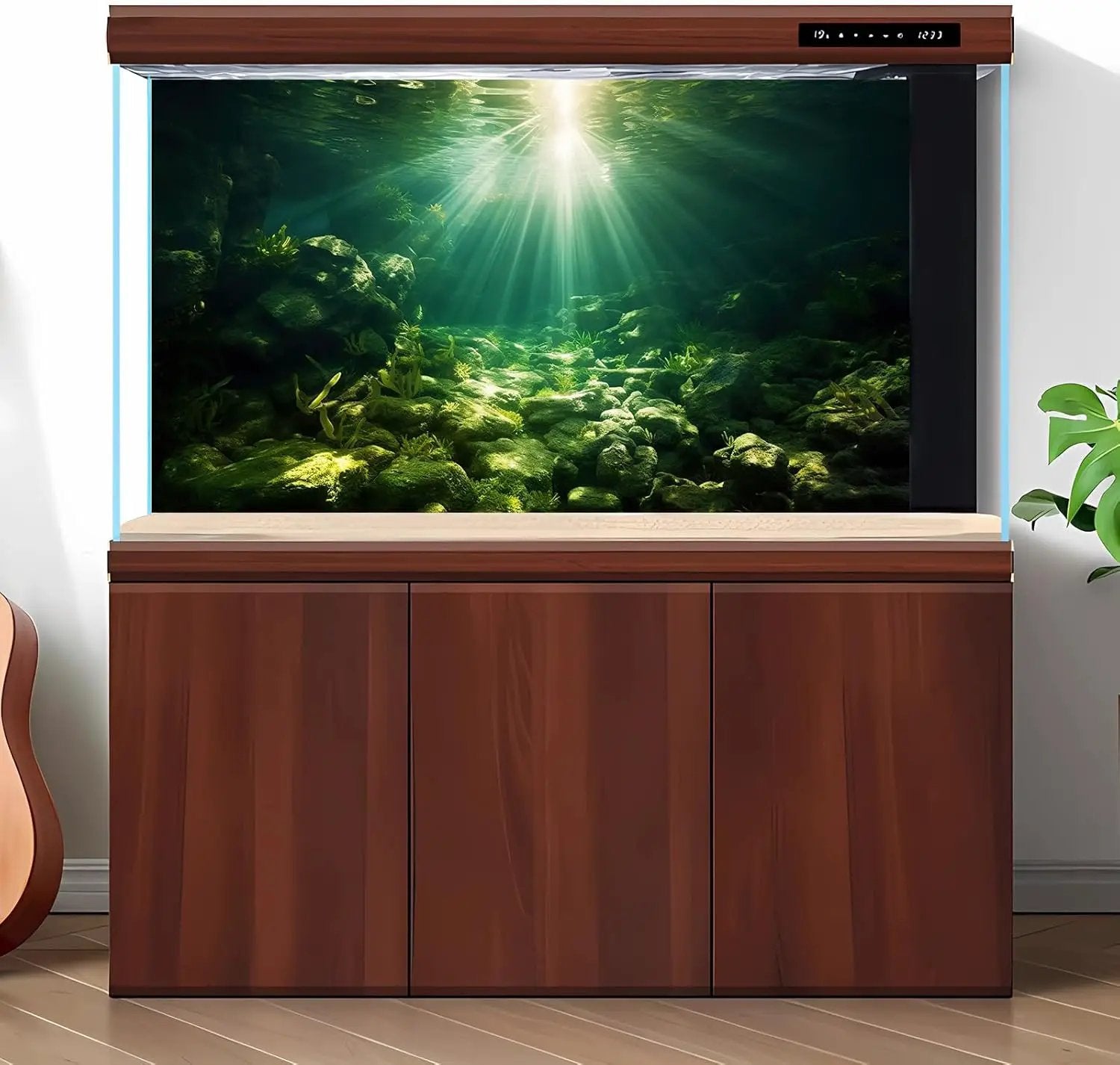 Underwater Sunray Aquarium Background Deep Ocean Rock Cave Fish Tank Background Under The Sea Coral Reef Aquarium Backgrounds Ocean Floor Tropical Fish Terrarium Backgrounds 48x20in by GreenHaven Gardens