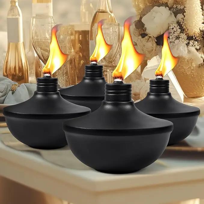 6-Pack Upgraded Tabletop Torches, 24 oz Citronella Torch Lights, Refillable Torch with Wicks, Covers, and Funnel Included - Ideal for Garden, Patio, Deck, Yard, Party, Landscape by GreenHaven Gardens