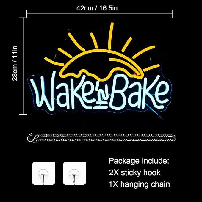 WLHOPE Wake in Bake Neon Signs Yellow Blue LED Neon Signs for Wall Decor, USB Fried Eggs Neon Light Letter Bakeing Neon Sign for Bedroom Home Kitchen Cake Baking Shops Cafes Birthday Party by GreenHaven Gardens