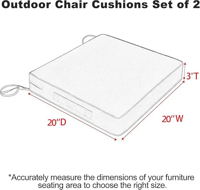 Favoyard Patio Chair Cushions 20 x 20 x 3 Inch Waterproof Outdoor Seat Cushions for Patio Furniture 3-Year Color Fastness Garden Sofa Couch Chair Pads with Handle & Adjustable Straps Set of 2, Grey by GreenHaven Gardens