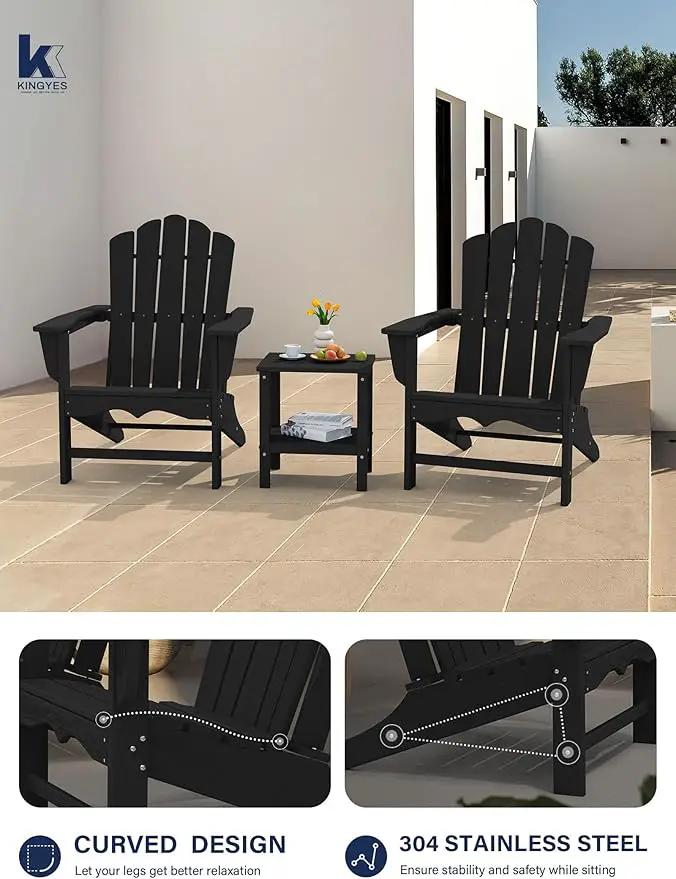 KINGYES HDPE Adirondack Chair, Classic All-Weather Adirondack Chair Set of 6, Black by GreenHaven Gardens