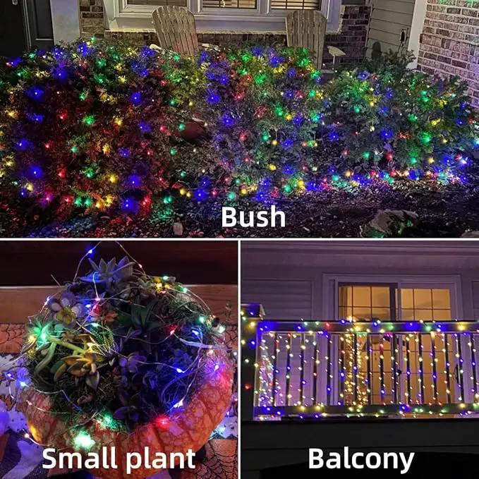 YEGUO Solar Fairy Lights Outdoor Waterproof, 4 Pack Each 33ft 100 LED String Lights, 8 Modes Silver Wire Twinkle Lights (Multicolor) by GreenHaven Gardens
