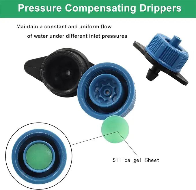 60 Pcs Drip Irrigation Emitters, 2 GPH Pressure Compensating Irrigation Drippers for Garden Lawn Watering Irrigation System, Blue by GreenHaven Gardens