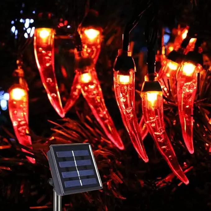 Solar Red Chili String Lights, 50 LED Chili Shape Fairy String Lights Solar Operated String Lights for Wedding, Chinese New Year,Spring Festival,Party Decoration,Christmas by GreenHaven Gardens