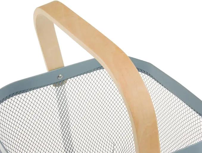 Metal Mesh Steel Basket, Storage Organizer Basket Multi-functional Hanging Kitchen Baskets Fruit Basket Bin with Bamboo Handle for Kitchen Bathroom Picnic Shopping Decor Cabinet Home, Blue by GreenHaven Gardens