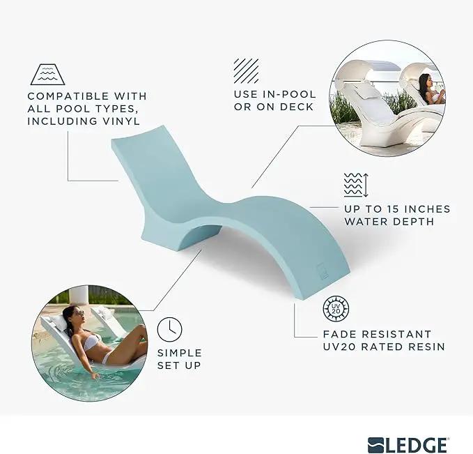 Ledge Lounger - Signature Chaise Deep - Inside Pool & Sun Shelf Lounge Chair - Designed for Deep Shelves 10”-15” - Compatible with All Pool Types - Poolside & Sun Deck Tanning - Set of 2 - Sandstone by GreenHaven Gardens