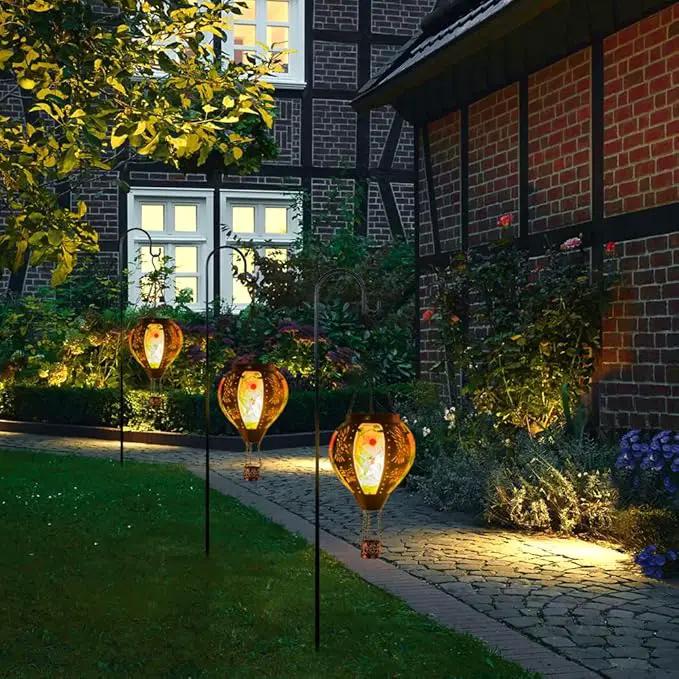 Starsoul Hummingbird Hot Air Balloon Solar Lantern Metal & Glass Solar Hot Air Balloon Hanging Garden Light Waterproof Outdoor Lantern for Patio Yard Party Decorations by GreenHaven Gardens