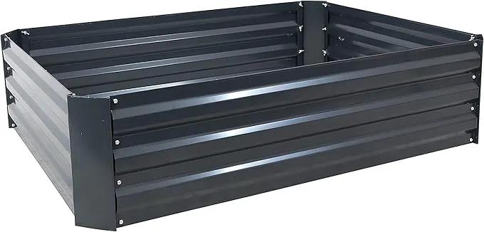 Sunnydaze 11.75" H Raised Metal Garden Bed - Galvanized Raised Garden Bed Outdoor for Vegetables and Flowers - Dark Gray - 4' x 3' Rectangle by GreenHaven Gardens
