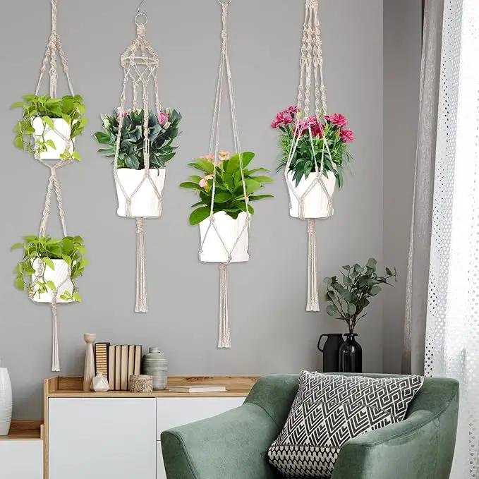 Hoteam 12 Pcs Macrame Plant Hangers Macrame Hanging Planters for Indoor Plants Handmade Boho Hanging Baskets Flower Pots Holder for Outdoor Home Wall Decor by GreenHaven Gardens